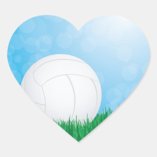 Volleyball auf Gras Herz-Aufkleber