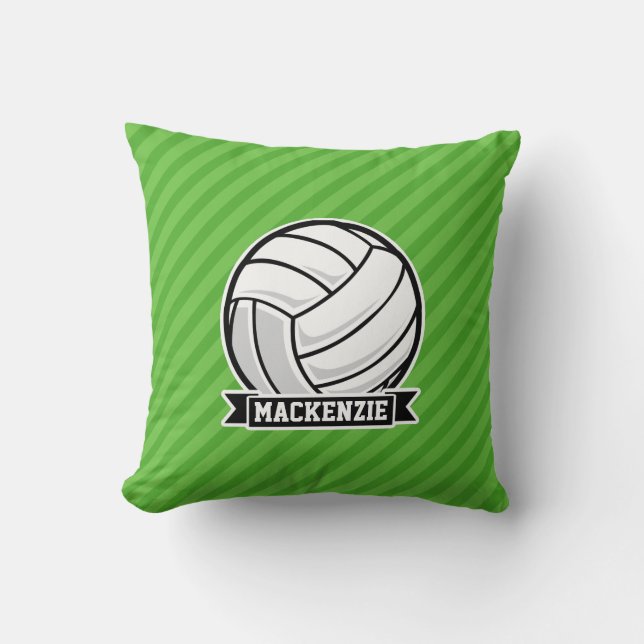 Volleyball auf grünen Streifen Kissen (Vorderseite)