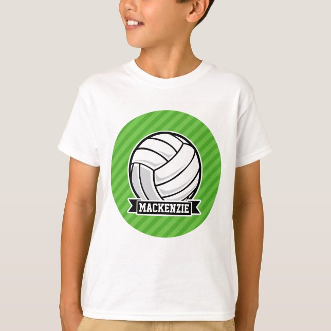 Volleyball auf grünen Streifen T-Shirt (Vorderseite)
