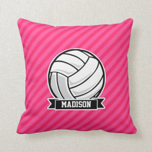 Volleyball auf Neon Pink Streifen Kissen