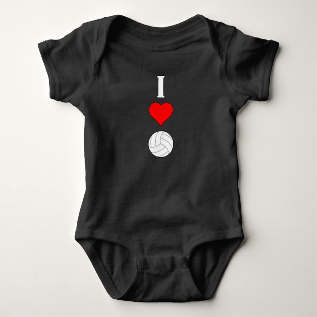 Volleyball Baby I Liebe/Herz Volleyball Ein Stück Baby Strampler (Vorderseite)