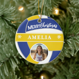 Volleyball Ball Custom Name Merry Christmas Photo Keramik Ornament