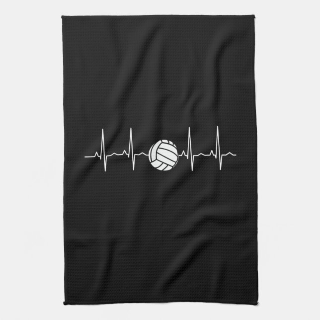 Volleyball Ball Heartbeat Geschirrtuch (Vertikal)