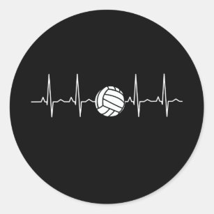 Volleyball Ball Heartbeat Runder Aufkleber