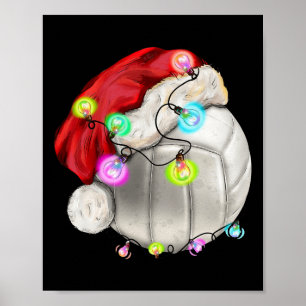Volleyball Ball mit Weihnachtsmannmütze Weihnachts Poster