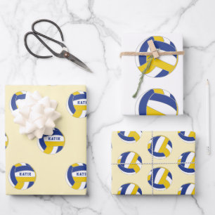 Volleyball Ball Muster Kinder Name Geburtstag Verp Geschenkpapier Set