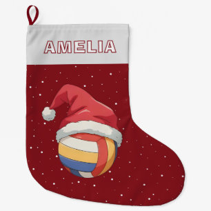 Volleyball Ball Rote Santa Mütze Name Großer Weihnachtsstrumpf