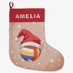 Volleyball Ball Rote Santa Mütze Name Großer Weihnachtsstrumpf