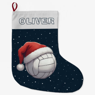 Volleyball Ball Rote Santa Mütze Name Großer Weihnachtsstrumpf