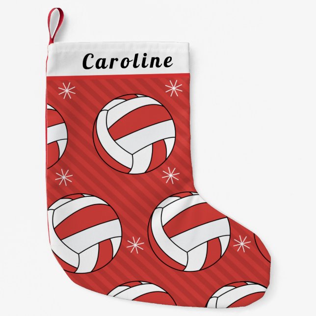 Volleyball Ball Snowflakes Kinder Name Weihnachten Kleiner Weihnachtsstrumpf (Vorderseite)