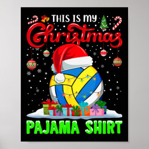 Volleyball Ball Weihnachtsmannmütze Weihnachtsbele Poster