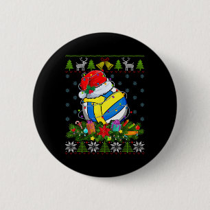 Volleyball Ball Weihnachtsmannmütze Weihnachtslich Button