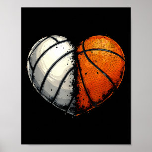 Volleyball Basketball Ball Herz Srts Liebhaber Val Poster
