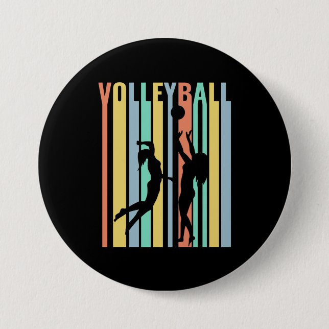 Volleyball Beachvolleyball Retro Button (Vorderseite)