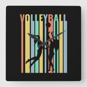 Volleyball Beachvolleyball Retro Quadratische Wanduhr