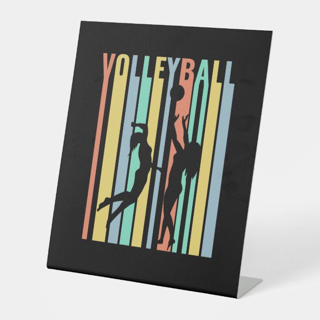 Volleyball Beachvolleyball Retro Sockelschild (Vorderseite)