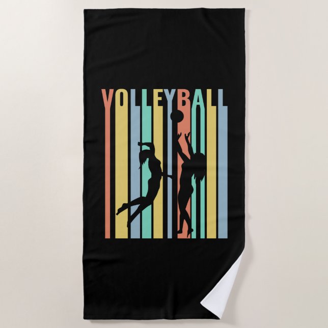 Volleyball Beachvolleyball Retro Strandtuch (Vorderseite)