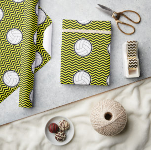 Volleyball Black Zickzack Plus Ihr Team Color-Gesc Geschenkpapier