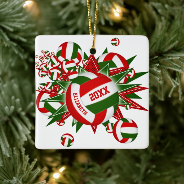 Volleyball Blowngirls Jungs Weihnachtssport Keramikornament (Baum)