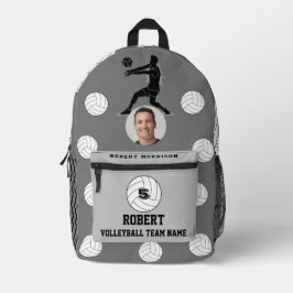 Volleyball Boys Grau Team Logo Bedruckter Rucksack