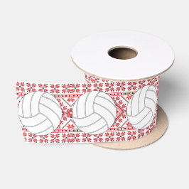 Volleyball Christmas Pattern Sportler / Trainer Satinband
