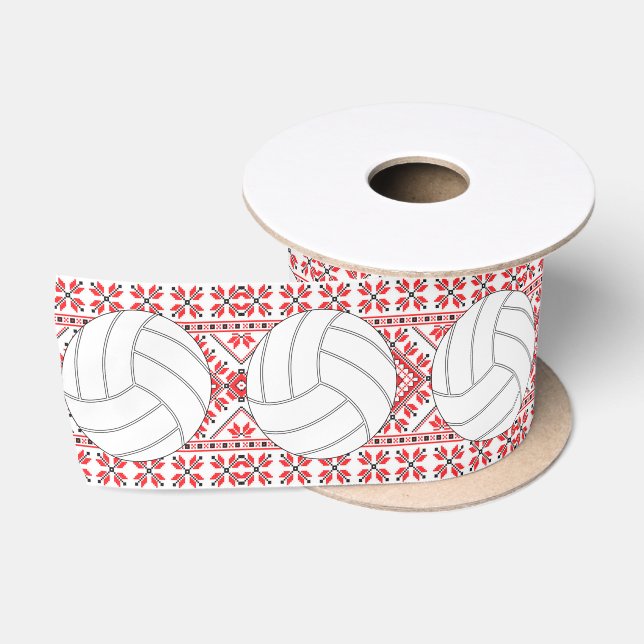 Volleyball Christmas Pattern Sportler / Trainer Satinband (Spule)