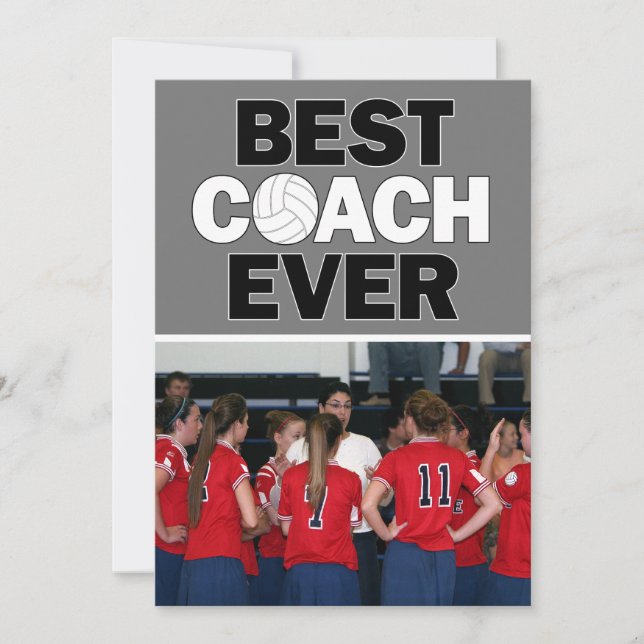 Volleyball Coach Best je Custom Foto Vielen Dank Dankeskarte (Vorderseite)