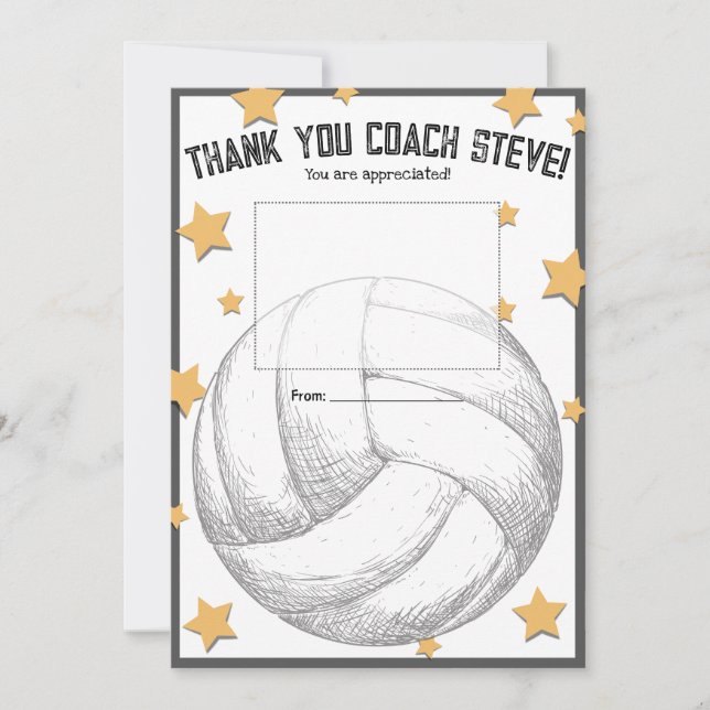 Volleyball coach gift card holder thank you einladung (Vorderseite)