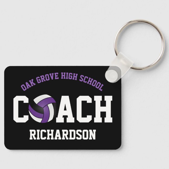 Volleyball Coach with Player's Names - Purple  Schlüsselanhänger (Vorderseite)
