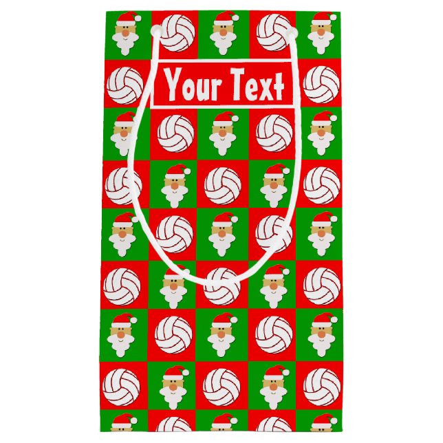 Volleyball Custom Player Name/Text Weihnachten Wei Kleine Geschenktüte (Vorderseite)