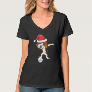 Volleyball Dabbing Santa Beagle Dog Weihnachtsvorf T-Shirt