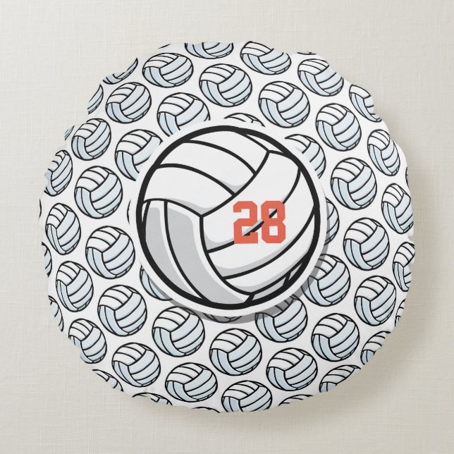 Volleyball Deco im Schlafzimmer Sportspielernummer Rundes Kissen (Vorderseite)