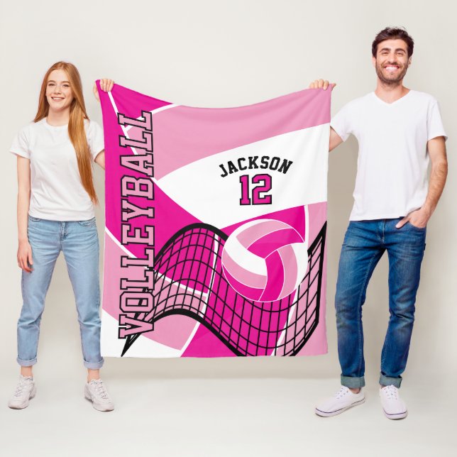 Volleyball 🏐 Design - Rosa und Weiß Fleecedecke (Beispiel)