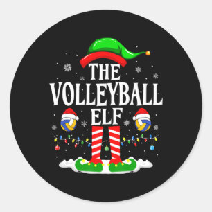Volleyball Elf Funny Matching Xmas Volleyball Runder Aufkleber