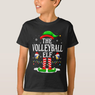 Volleyball Elf Funny Matching Xmas Volleyball T-Shirt