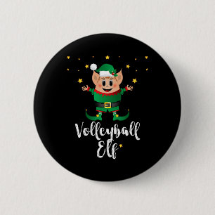 Volleyball Elf Xmas Elves Matching Family Group Button