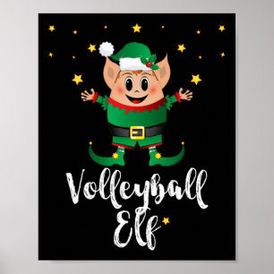 Volleyball Elf Xmas Elves Matching Family Group Poster