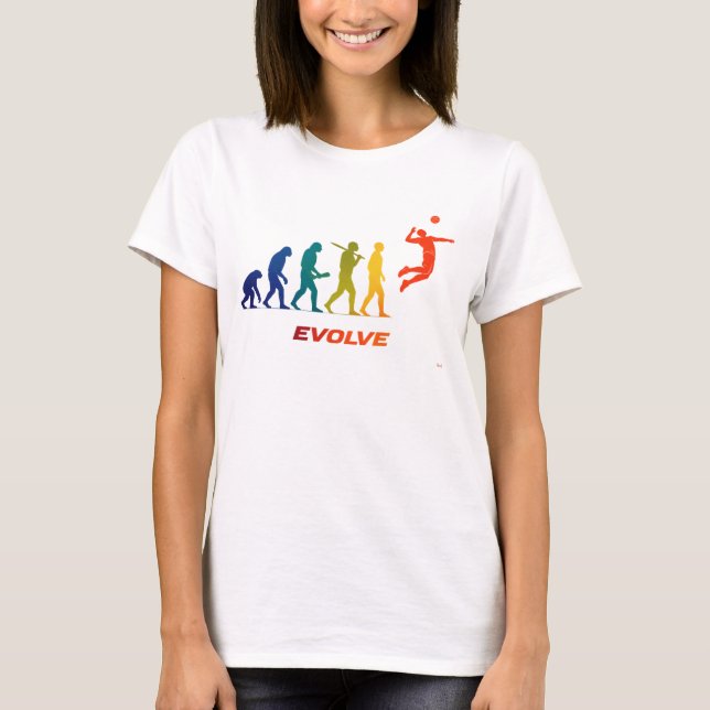 Volleyball Evolution Silhouette Spike Design T-Shirt (Vorderseite)