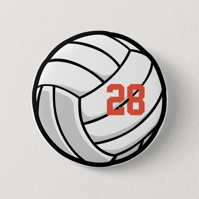 Volleyball Fan Club White Black Orange Sportteam Button (Vorderseite)