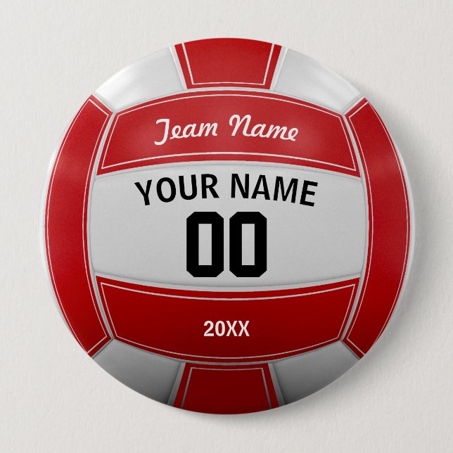 Volleyball Fan Name Year Team Red Button (Vorderseite)