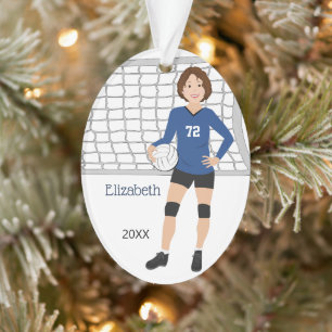 Volleyball Femme Curly cheveux Brown en bleu noir