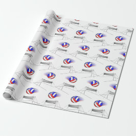 Volleyball fliegt über das Netz Geschenkpapier