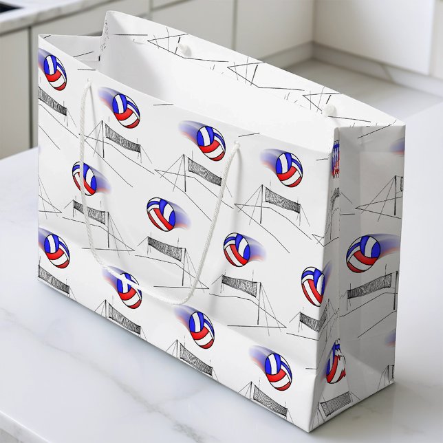 Volleyball fliegt über das Netz Große Geschenktüte (Von Creator hochgeladen)