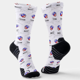 Volleyball fliegt über das Netz Socken