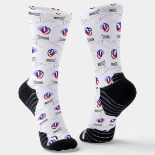 Volleyball fliegt über das Netz Socken