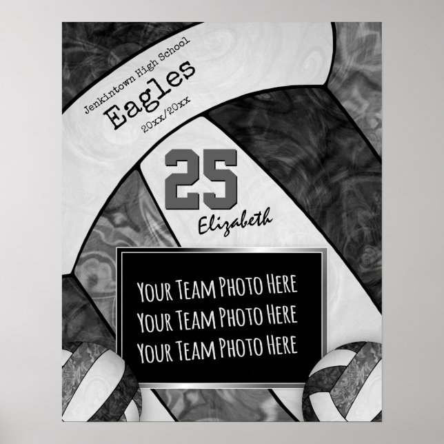 Volleyball-Foto der schwarzen Graumädchen Poster (Vorne)