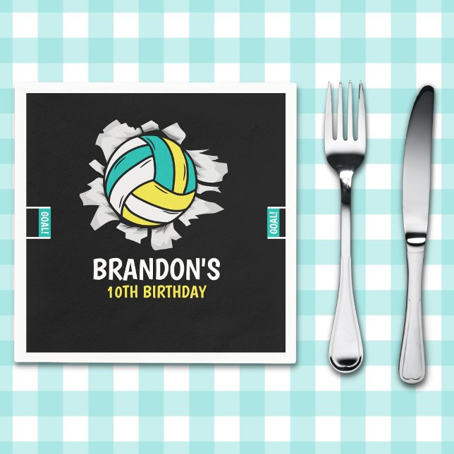 Volleyball Fun Birthday Boy Serviette (Von Creator hochgeladen)