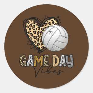 Volleyball Game Day Vibes Leopard Volleyball Mom Runder Aufkleber