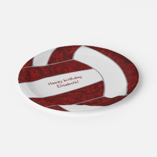 Volleyball-Geburtstagsmaroon Pappteller