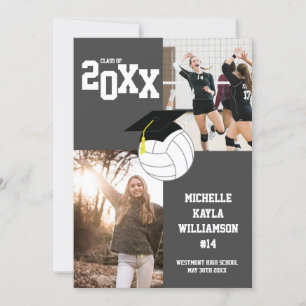 Volleyball Graduation Sports Grey Announcement Einladung